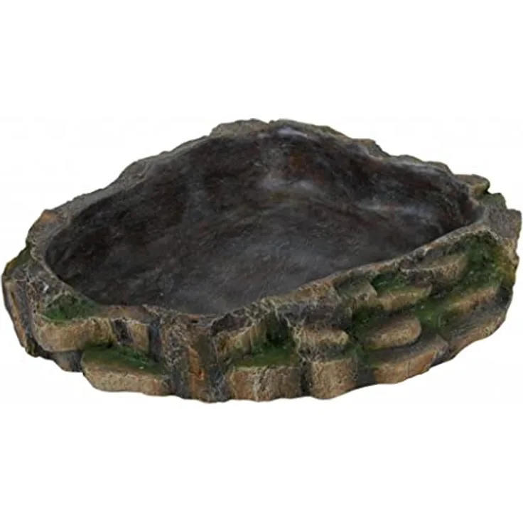 Trixie 76202 Wasser- und Futterschale für Reptilien, Beige, lebensmittelunbedenkliches Material mit innenliegender Treppe, 13 × 3,5 × 11 cm