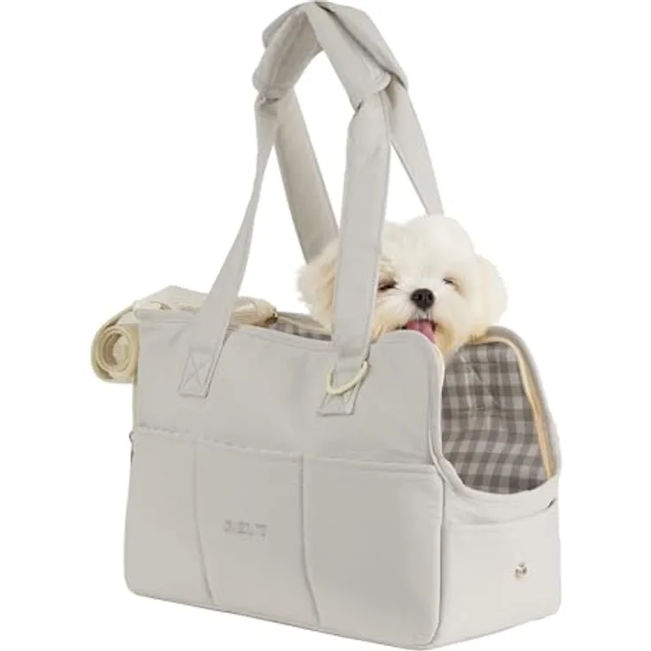 ONECUTE Hundetrage Soft Sided für kleine Hunde, Kaninchen und Katzen, faltbar mit großen Taschen, atmungsaktiv, grau (43 * 19 * 31 cm)