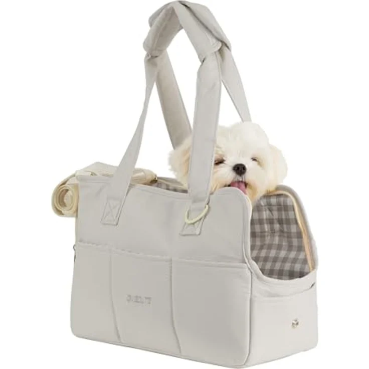 ONECUTE Hundetrage Soft Sided für kleine Hunde, Kaninchen und Katzen, faltbar mit großen Taschen, atmungsaktiv, grau (43 * 19 * 31 cm) – Bild 1