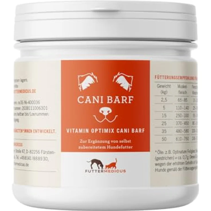 Futtermedicus Optimix Barf, Futterzusatz für Hunde zur BARF-Ergänzung, 90 g, für Fleisch-Knochen-Gemüse-Öl Ernährung – Bild 1