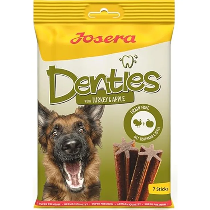 Josera Denties Kombi-Paket, Hundesnacks 12 x 180 g - 6 x Ente & Karotte + 6 x Truthahn & Apfel, getreidefrei, zahnfreundliche Struktur, hergestellt in Deutschland