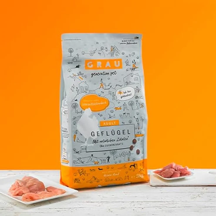 GRAU Trockenfutter für Hunde – Geflügel, getreidefrei, 12 kg Packung, für sensible, erwachsene Hunde – Bild 2