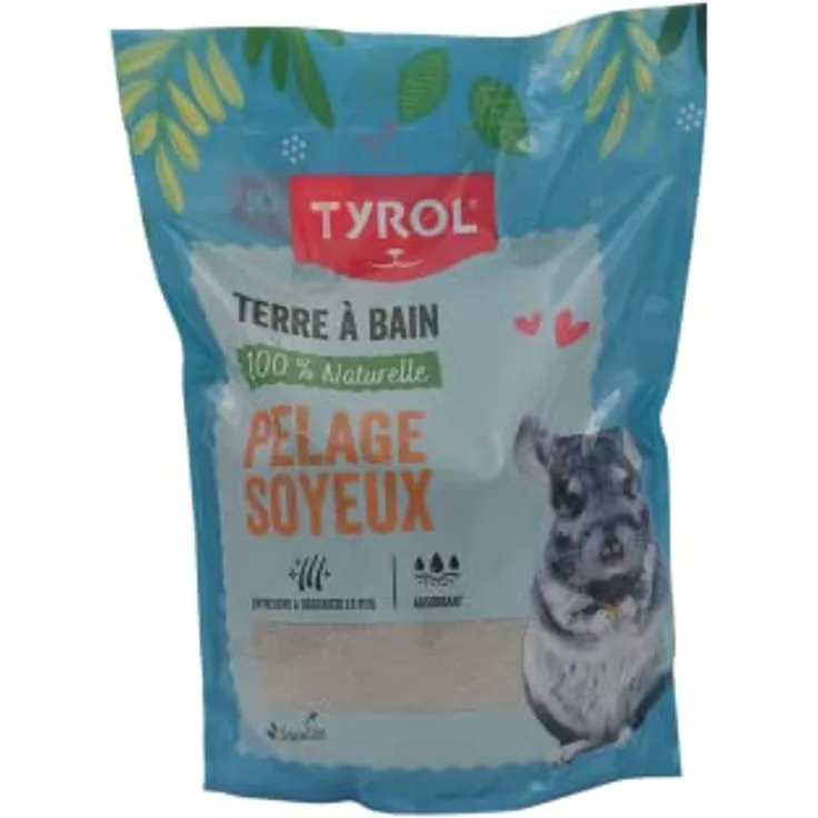 Tyrol Chinchilla Sand und Hamster Sandbad, Mineralerde für seidiges Fell, 3 kg, desinfizierend und hygienisch für kleine Nagetiere