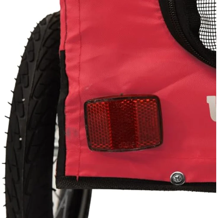 vidaXL Hunde-Transportbox Fahrradanhänger Hunde Rot und Schwarz Oxford-Gewebe Eisen mit PVC-Dach und belastbarer Platte – Bild 5