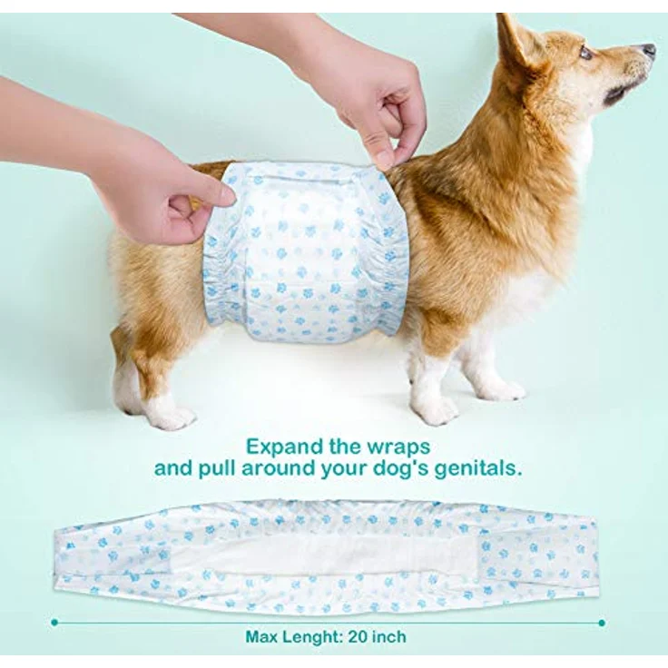 Flying Paws Rüdenwindel S, 52 Stück Einweg-Hundewindeln für kleine Rüden, super saugfähig, Passform 30-48 cm, atmungsaktiv mit pfotendesign – Bild 3