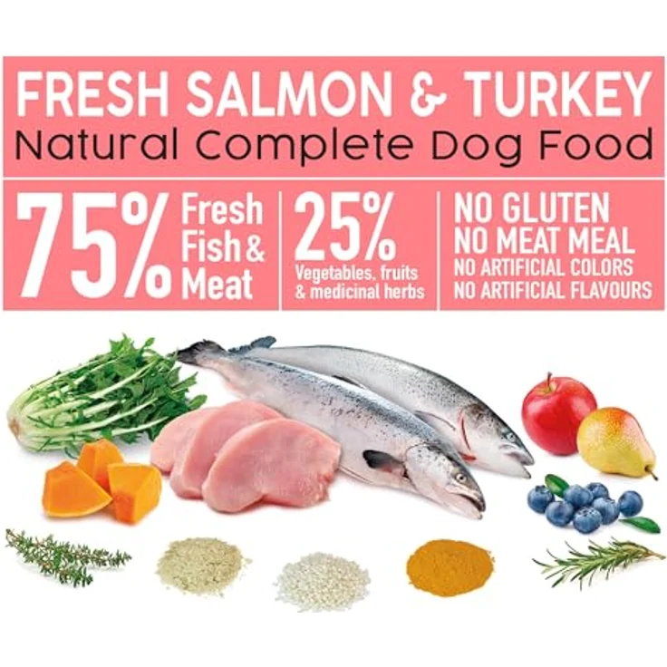Arquivet Frischer Lachs und Truthahn, 2,5 kg Halbfeuchtfutter für Hunde, 75% Fleisch und Fisch, glutenfrei, gedämpft und kaltgepresst – Bild 3