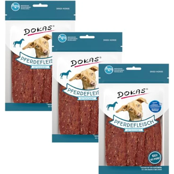 Dokas Pferdefleisch getrocknet 60g, Luftgetrockneter Hundesnack aus 100% Pferdefleisch, ideal für ernährungssensible Hunde – Bild 2