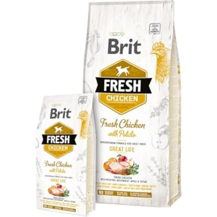 Brit Fresh Dog - Adult - Chicken - Hunde-Trockenfutter, Alleinfuttermittel, 12kg