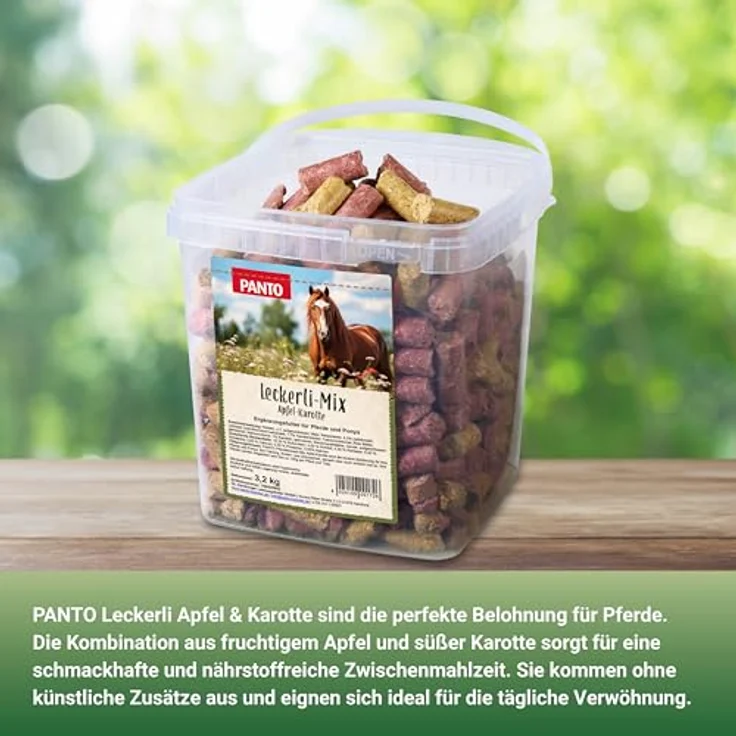 PANTO Leckerli Mix für Pferde Apfel & Karotte, 3,2 kg - Pelletform, schmackhafte Belohnung für Pferde und Ponys, zwei Sorten, Pferdefutter Ergänzung – Bild 5