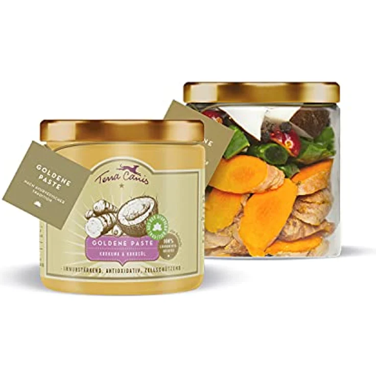 Terra Canis Goldene-Paste mit Kurkuma & Kokosöl, 250ml I Immunstärkende Hunde-Nahrungsergänzung mit Antioxidativwirkung & Glutenfrei – Bild 1