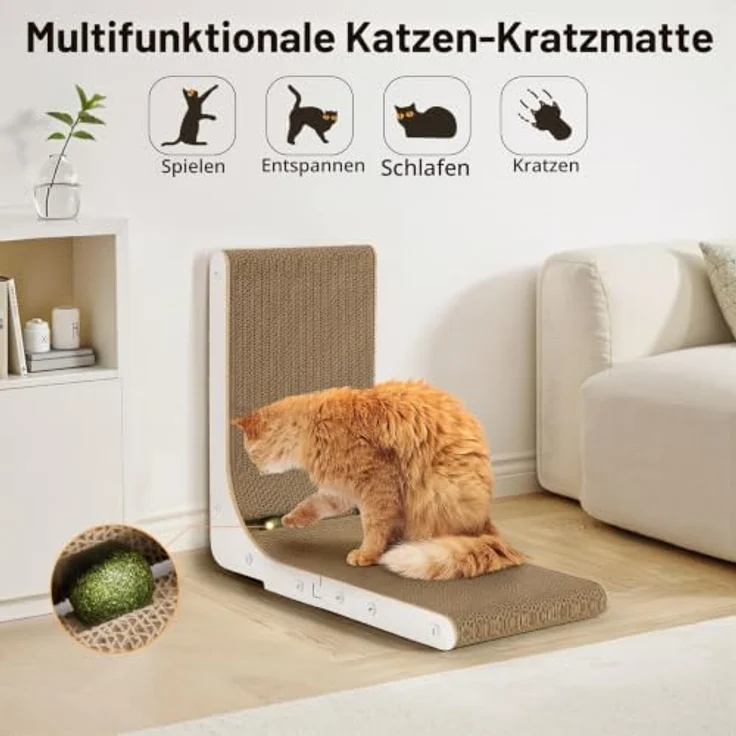 Gimars L-förmiges Kratzbrett für Katzen, 47 cm mit Minzball, vertikale Kratzpappe, langlebig und schützend für Möbel, groß – Bild 2