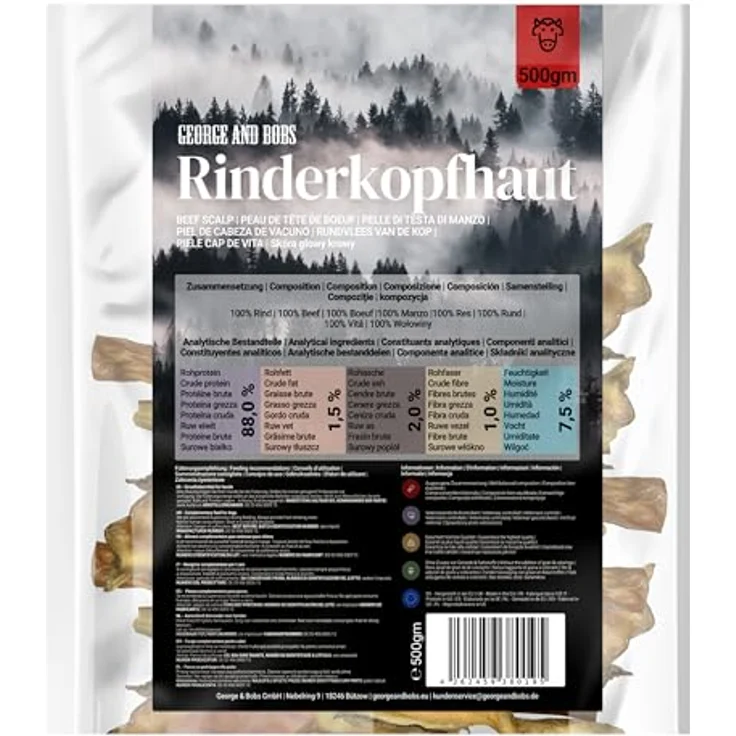 George & Bobs Rinderkopfhaut 1000g, getreidefreier Naturkauartikel für Hunde, 100% Rind, extra hart, natürliche Zahnpflege, ohne Zusätze – Bild 3