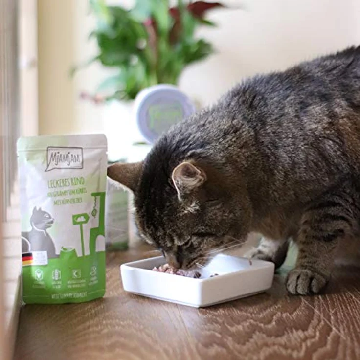 MjAMjAM Premium Nassfutter für Katzen, leckeres Rind an gedämpftem Kürbis, getreidefrei, 1 x 400 g, hoher Fleischanteil – Bild 4