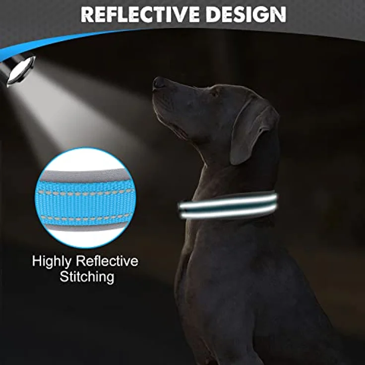 Joytale Hundehalsband, Gepolstert aus Neopren für Extra Große Hunde, Nylon Reflektierend, Baby Blau – Bild 4