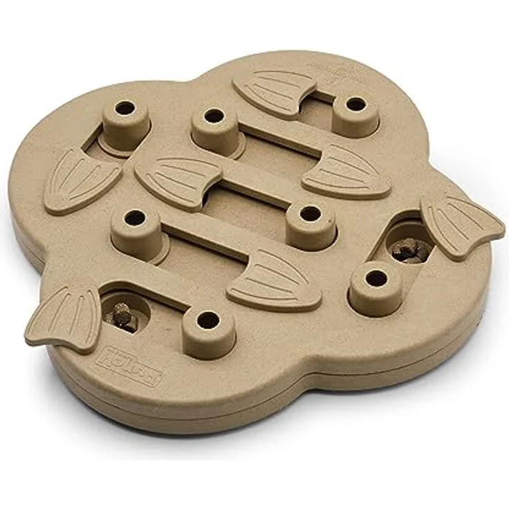 Outward Hound Dog Hide N' Slide Treat Puzzle Enrichment Toy, Level 2 Intermediate, interaktives Intelligenzspielzeug für Hunde, Tan, robustes Holzverbundmaterial – Bild 1