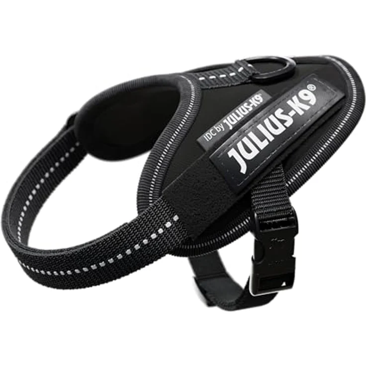 Julius-K9 Hunde-Geschirr IDC Powergeschirr schwarz, atmungsaktives Innenfutter, verstellbar, reflektierend, fluoreszierender Schriftzug – Bild 1