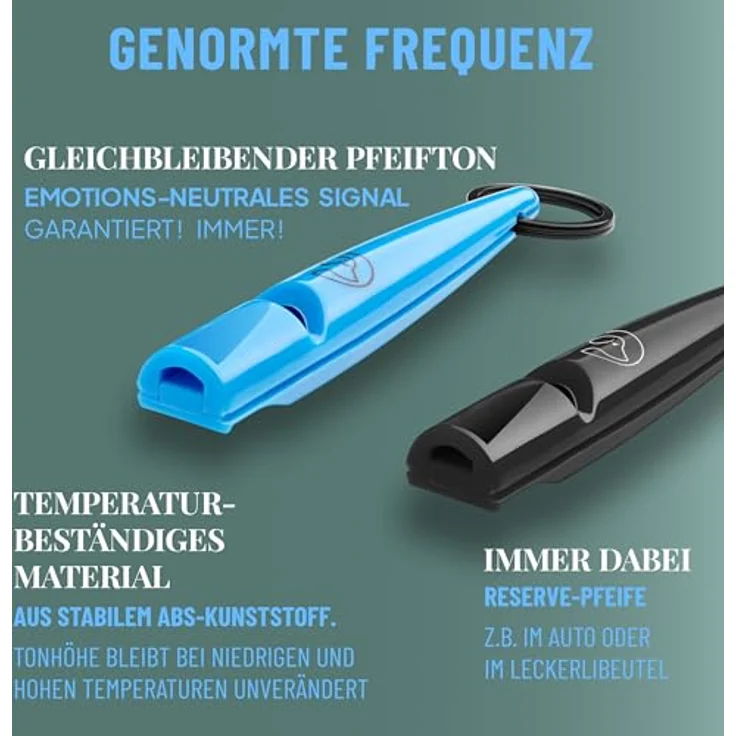 GIZZY® 2X Hundepfeife, lauter & weitreichender Pfeifton, ideal für Hundetraining und Rückruf, inkl. wertigem Band (blau) – Bild 3