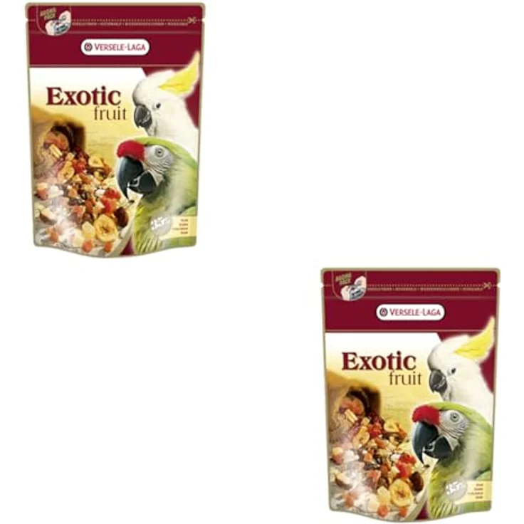 Versele-Laga Prestige Premium Papageien Exotic Fruit Mix, Doppelpack 2 x 600 g, mit 35% fruchtigen Zutaten wie Papaya, Ananas und Aprikosen, für ausgewogene Ernährung und Wohlbefinden – Bild 1
