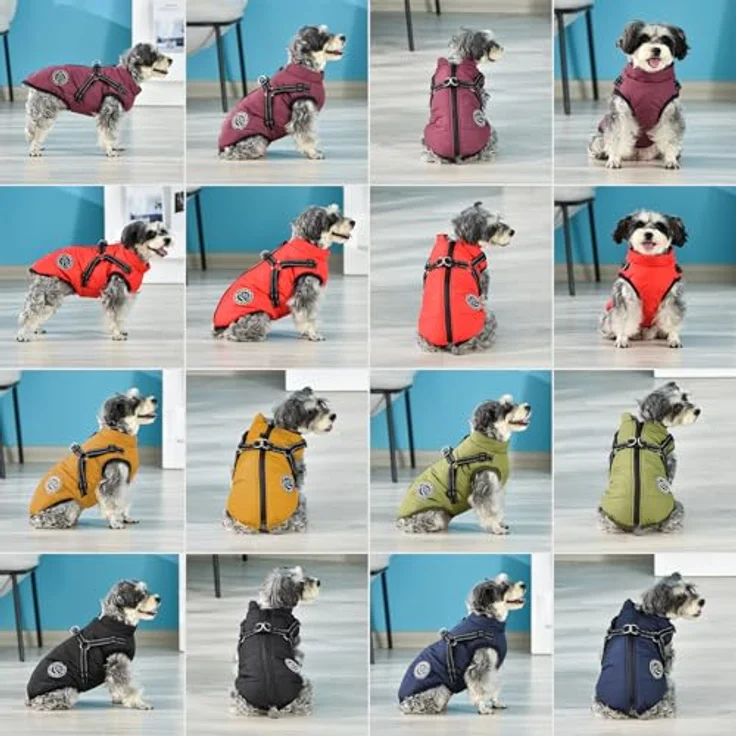 Savlot Hundejacke Winterweste, wasserdichte und windbeständige Jacke mit Reißverschluss und Brustgurt, lila, 3XL – Bild 5