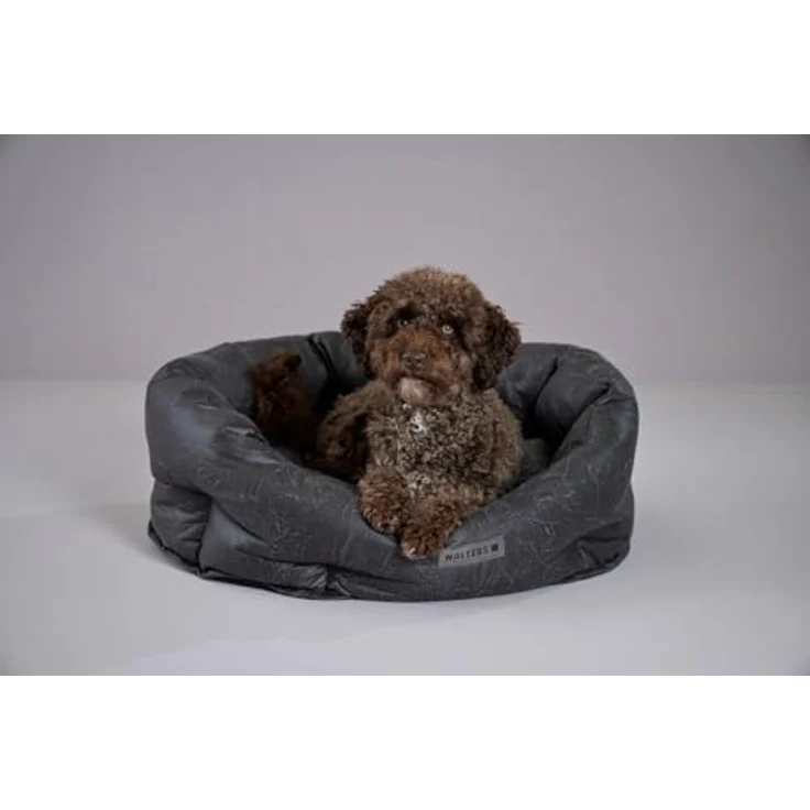 Wolters Tierbett Vintage Hundekörbchen grau, gemütlicher Schlafplatz im Leder-Look – Bild 3