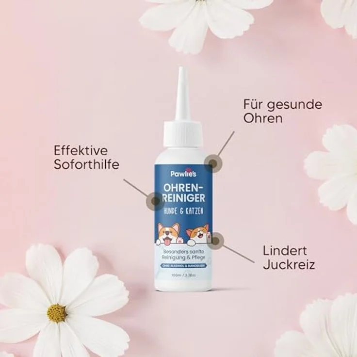 Pawlie's Ohrenreiniger Hund, Natürlicher Ohrreiniger mit Propolis & Meerrettichextrakt, sanfte Ohrenpflege für Hunde & Katzen, 100 ml – Bild 5