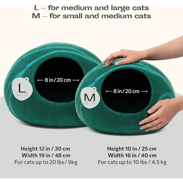 MEOWFIA Katzenbett aus Merinowolle – Handgefilzt, Umweltfreundlich, 2-in-1 Design, Größe M/L für Katzen bis 9 kg – Bild 2