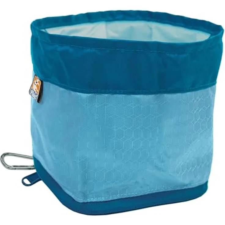 Kurgo zusammenklappbarer Futter- und Wassernapf für Hunde, mit Karabinerhaken, 1,4 L Kapazität, blau, PVC- und BPA-frei – Bild 1