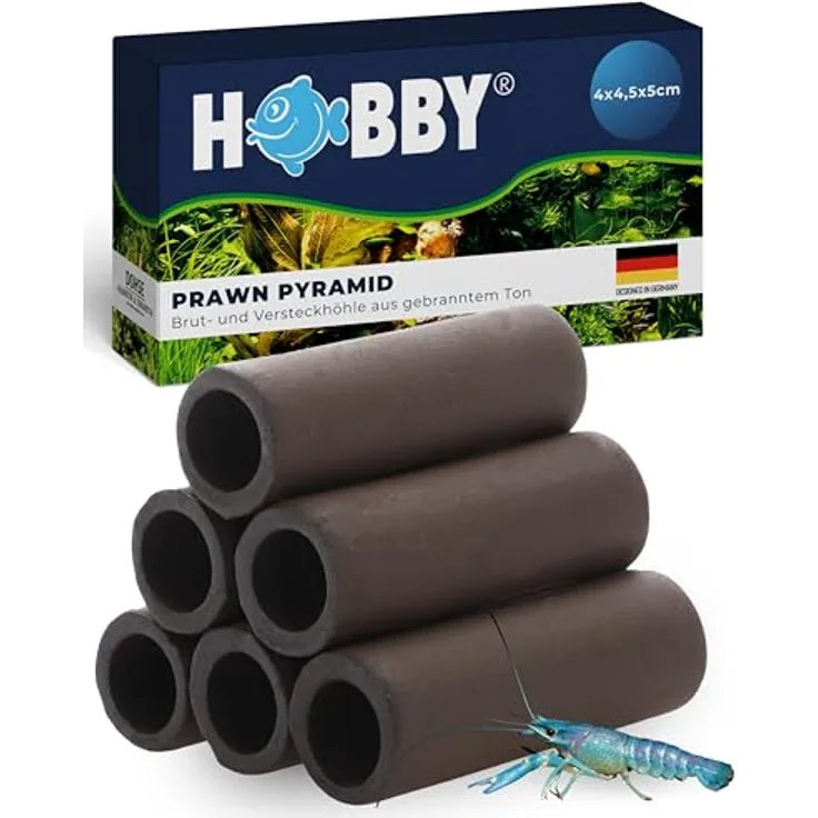 HOBBY Aquariendeko Prawn Pyramid 3-2-1, optimale Rückzugsmöglichkeit für Krebse und Garnelen, dunkel