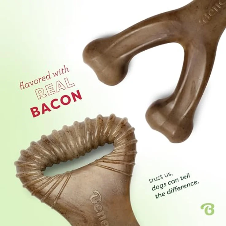 Benebone 2-Pack Indestructible Dental Chew/Wishbone, Robuste Hundespielzeuge für aggressive Kauer, Mit echtem Bacon-Geschmack, Für mittelgroße Hunde, Hergestellt in den USA – Bild 2