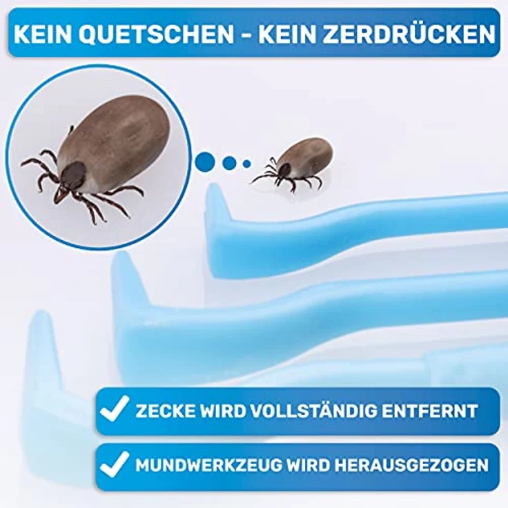 BluePet 3er Set Zeckenhaken, Zeckenentferner für Hunde, Katzen, Pferde & Menschen, präzise Handhabung, verschiedene Größen, hochwertiger Kunststoff – Bild 3