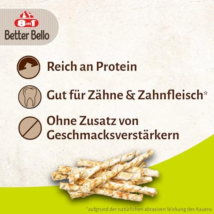 8in1 Better Bello Chicken Twisted Sticks, leicht verdauliche Kaustangen für Hunde mit Huhn, 60g Beutel (10 Stück) – Bild 4