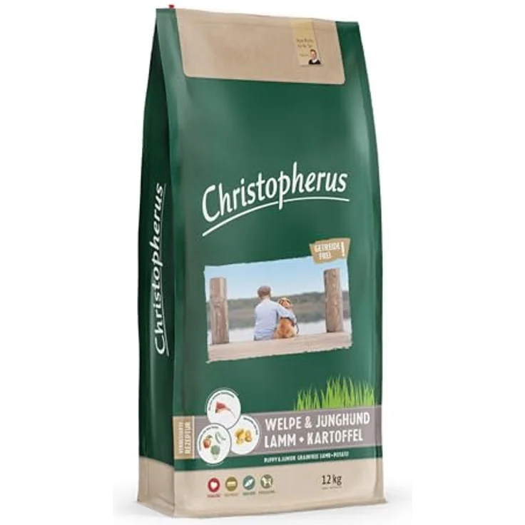 Christopherus Getreidefreies Trockenfutter für Welpen und Junghunde, Lamm + Kartoffel, 12 kg, Alleinfutter ohne Weizen, für kontrolliertes Wachstum aller Rassen – Bild 1