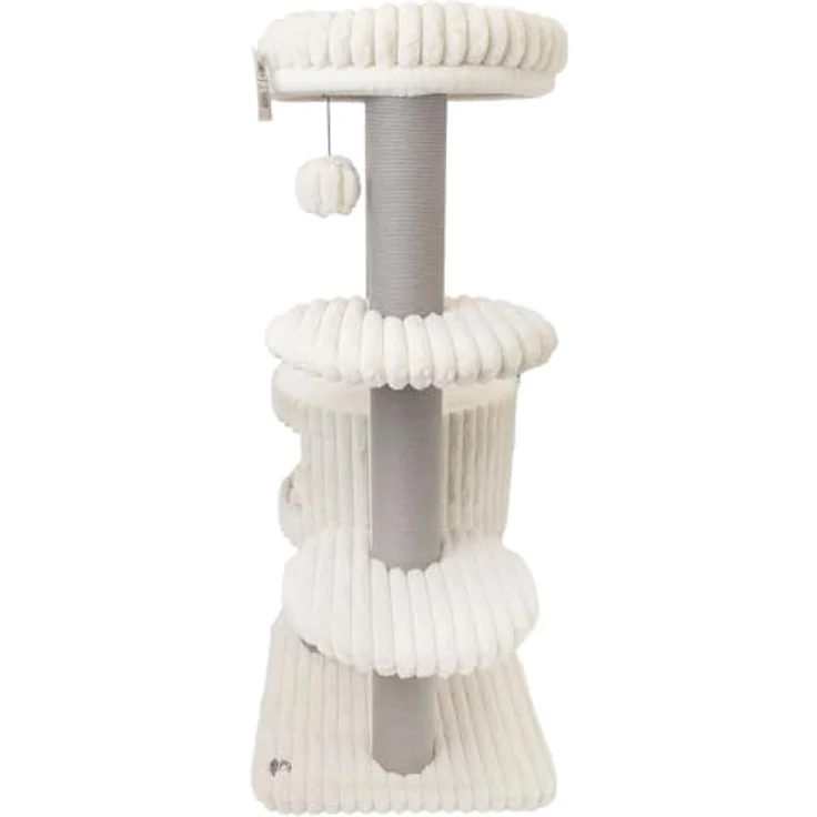 CanadianCat Company Kratzbaum Edward Beige, 158 cm hoch, Katzenbaum mit Höhle, Liegeplattform, Kratzsäulen und Spielzeug, 68 x 68 cm – Bild 3
