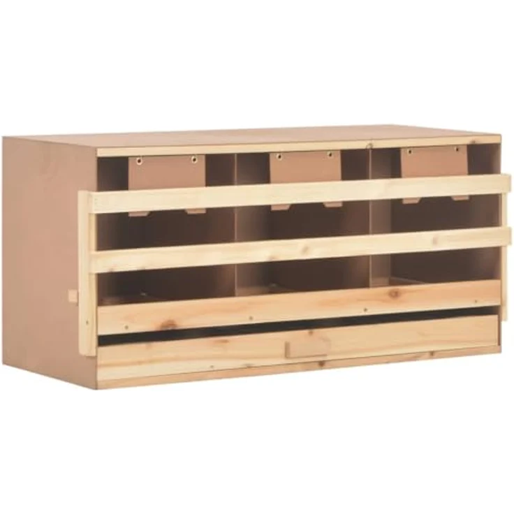 vidaXL Legenest Hühnernest 3 Fächer 96 x 40 x 45 cm Massivholz Kiefer – Bild 5