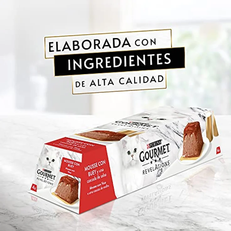 Gourmet Purina Revelations Mousse mit Sauce, Nassfutter für Ochsenkatzen, 6 Packungen mit 4 Pyramiden à 57 g, 100 % ausgewogenes Futter, hochwertige Zutaten – Bild 4