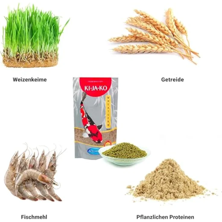 KI-JA-KO Wheatgerm Premium Koifutter, 1 kg, 6 mm, hoher Gehalt an Weizenkeimen, ideal für Frühling und Herbst, ohne Carotinoide – Bild 4