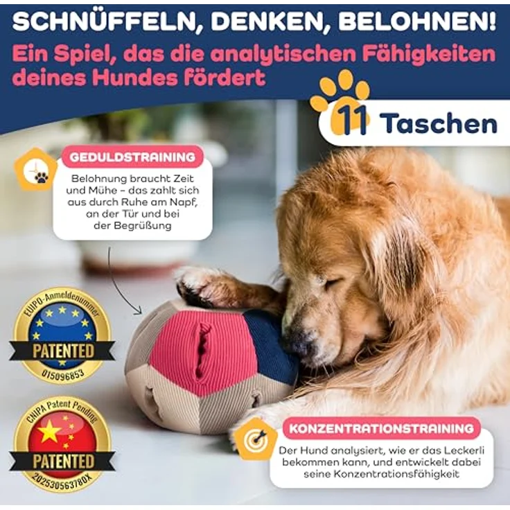 Lixdee Schnüffelball DEE.BOL, Intelligenzspielzeug für Hunde mit 4 Schwierigkeitsstufen, 19 cm Durchmesser, ideal für kleine und große Hunde – Bild 4