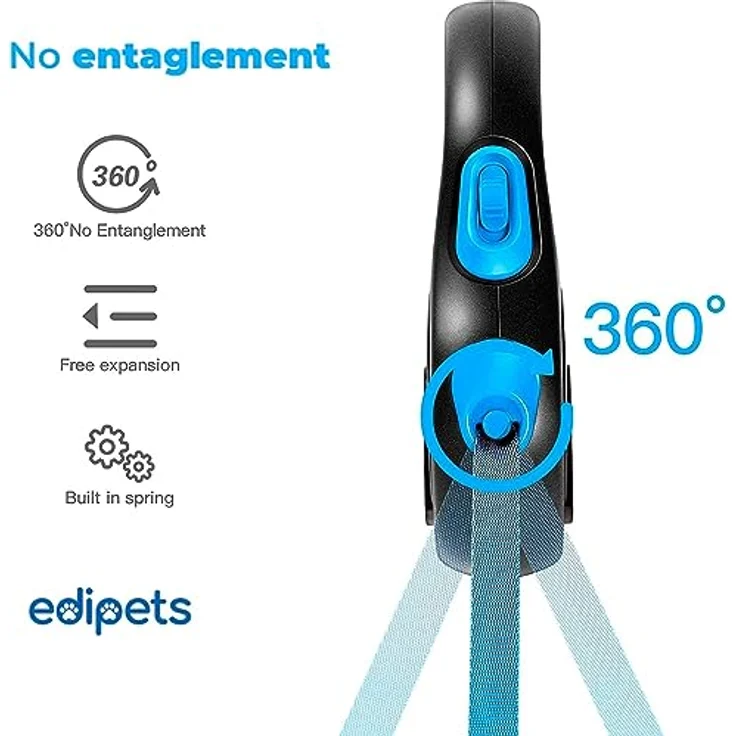 Edipets Hundeleine, Ausziehbar und Einziehbar, 8 Meter Flexileine mit rutschfestem Griff, Blau – Bild 3