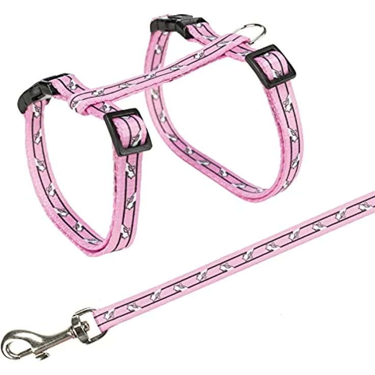 TRIXIE Katzengeschirr mit Leine, stufenlos verstellbar für Bauchumfang 27-45 cm, 1,20 m Leine, Schnappverschlüsse, Bolzenhaken, diverse Farben - zufällige Auswahl - 4142 – Bild 2