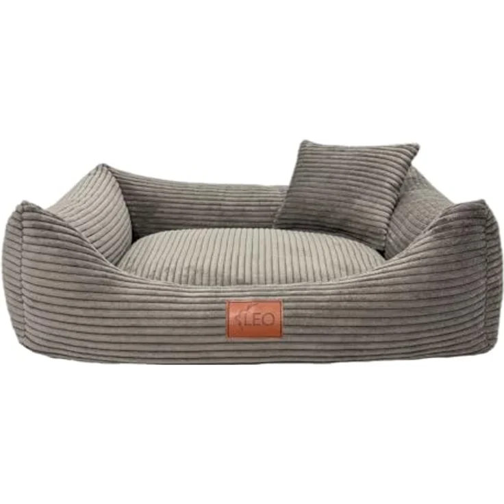 Leo4dog Hundebett Cord, Waschbarer Bezug für Hunde (Braun, M 80x60), Komfortables Hundekissen mit Anti-Rutsch-Unterseite und hohem Verschleißschutz – Bild 2