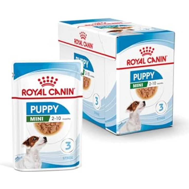 Royal Canin Mini Puppy, Nassfutter für kleine Hundewelpen, 12 x 85 g, feine Stückchen in Soße, bis 10 Monate, weiche Textur für Milchzähne – Bild 1