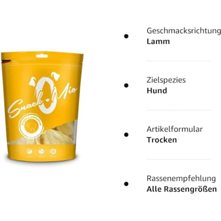 SnackOMio Premium Hundesnack, krosse Lammohren, getreidefrei, luftgetrocknet, 1 x 500g – Bild 3