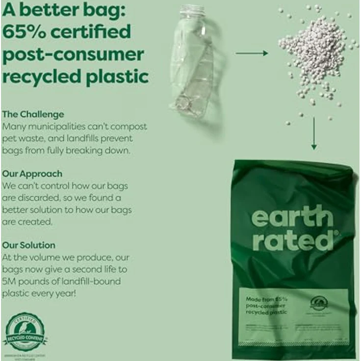 Earth Rated Hundekotbeutel, dicke Grab & Go Einzelrolle, 300 Beutel mit Lavendelduft, 100% auslaufsicher, 65% recyceltes Plastik, ideal für den Garten – Bild 2