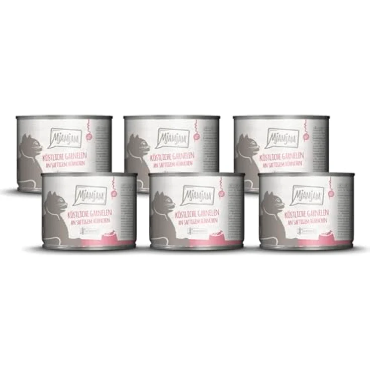 MjAMjAM Premium Nassfutter für Katzen, köstliche Garnelen an saftigem Hühnchen, getreidefrei, 6er Pack (6 x 200 g) mit extra viel Fleisch – Bild 1
