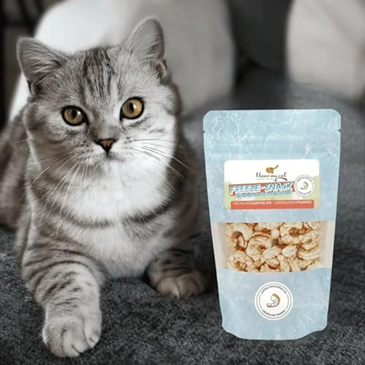 I Love My Cat Freeze-Snacks Sparset, gefriergetrocknete Katzensnacks mit Hühnerherzen, Shrimps, Karotten & Entenbrust, 100 g, natürlich & leicht verdaulich – Bild 5