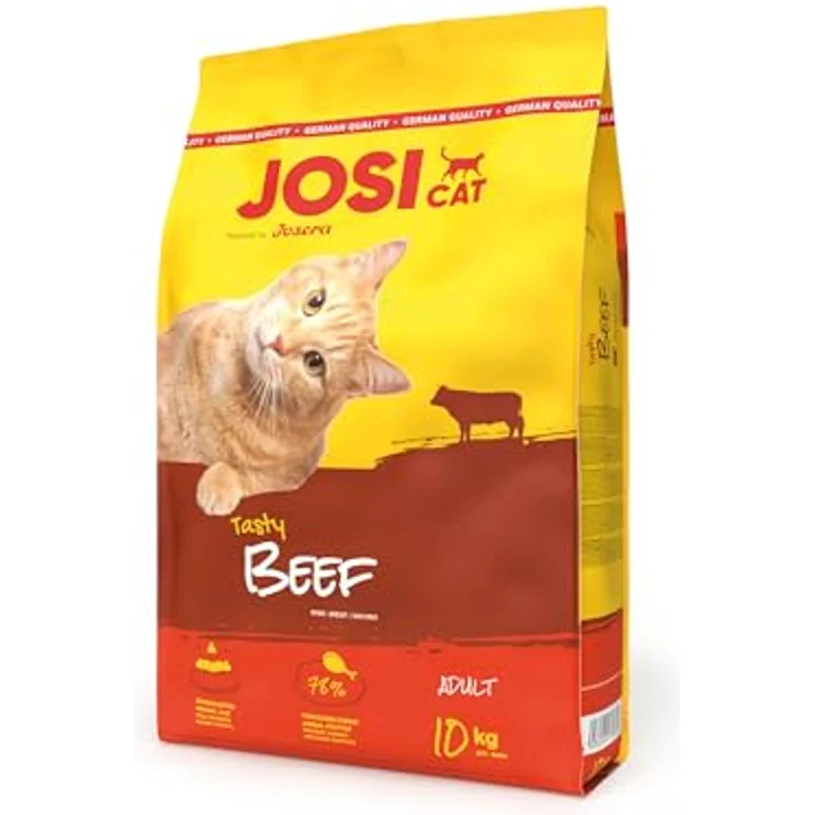 JosiCat Tasty Beef, Premium Trockenfutter für Katzen mit herzhaftem Rind, 1 x 10 kg, Alleinfuttermittel für Erwachsene, ohne Weizen und Zucker, sehr gut verträgliche Rezeptur, Made in Germany – Bild 1