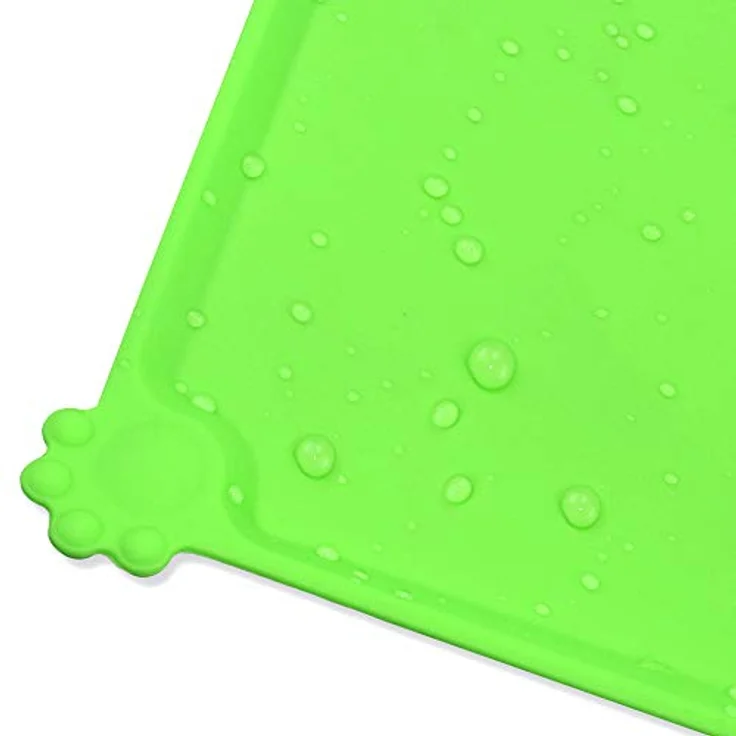 Joytale Silikon-Futtermatte, rutschfeste wasserdichte Futtermatte mit erhöhtem Rand für Hunde und Katzen, 53 x 37 cm, Grün – Bild 5