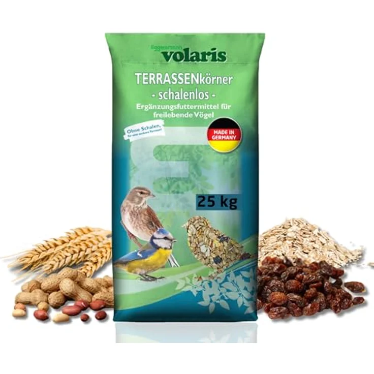 Eggersmann Volaris Terassenmix, 25 kg schalenloses Wildvogelfutter für ganzjährige Fütterung, optimale Energie für alle Vogelarten, perfekt für Balkon & Terrasse – Bild 1
