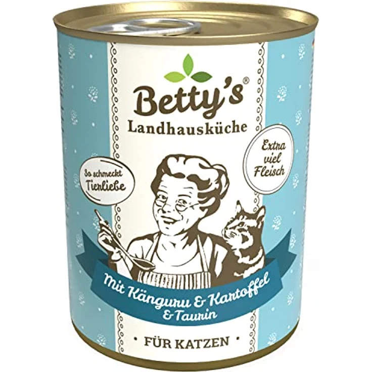 Boswelia Betty's Landhausküche Nassfutter Katze, getreidefrei, Känguru mit Kartoffeln und Geflügel, schonend gegart, für alle Katzenrassen geeignet, 6 x 400 g – Bild 2