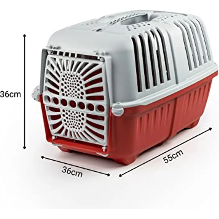 lionto Tiertransportbox aus recyceltem Kunststoff, verschiedene, 55 cm x 36 cm x 36 cm, rot – Bild 7